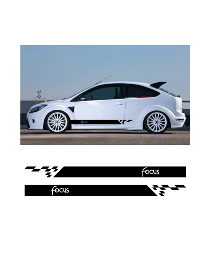 Kit Stickers Bandes Bas de Caisse Ford Focus Modèle 5 Portes