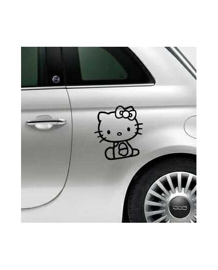 Seated Hello Kitty Fiat 500 Decal