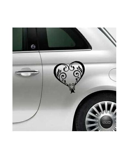 Vintage Heart Fiat 500 Decal
