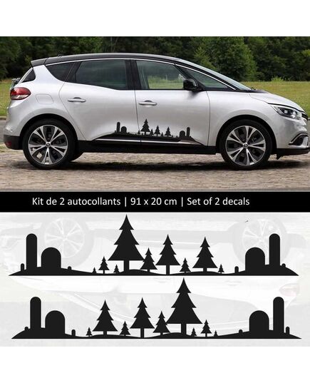 Kit stickers bandes bas de caisse Renault Scénic style Forêt