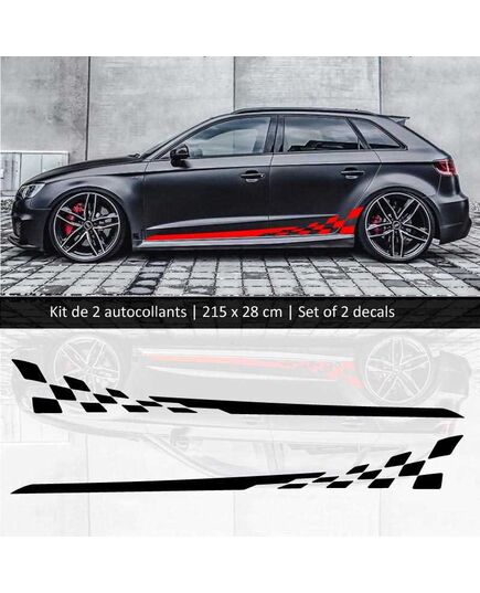 Kit stickers bandes bas de caisse Audi A3 style Racing