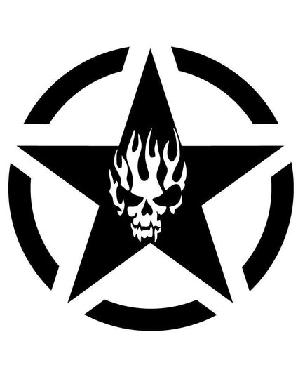 Sticker Étoile US ARMY Star Skull Fire