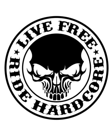 Sticker Live Free Ride Hardcore Skull Harley Davidson ★