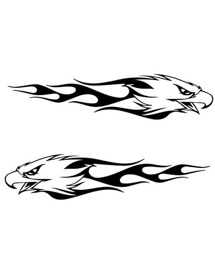 Set of 2 Harley Davidson Logo Eagle Flames Decals