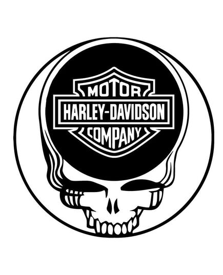 Sticker Logo Harley Davidson sur le Crane d'une tête de mort. ★