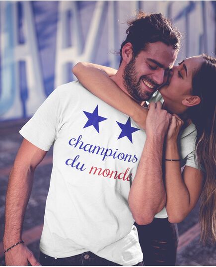 Tee shirt France Champions du Monde 2 Etoiles