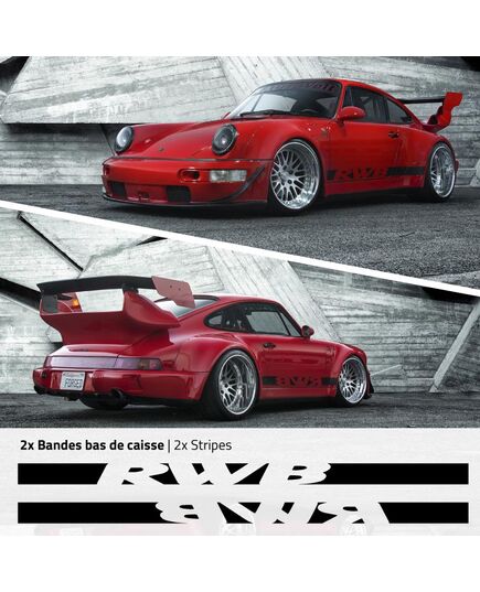 Seitenleiste Porsche 911 - 964 RAUH-Welt RWB Aufkleber Set