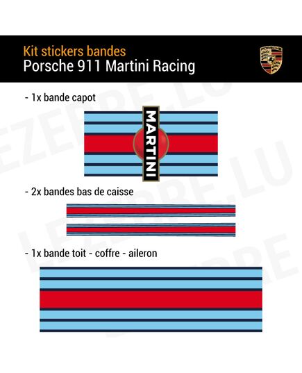 Kit Stickers Bandes Porsche 911 Martini Racing