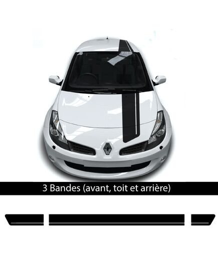 Kit Stickers Bandes (avant, toit et arrière) Renault Clio