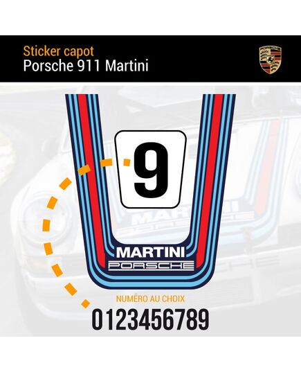 Porsche 911 Martini Motorhaube Aufkleber