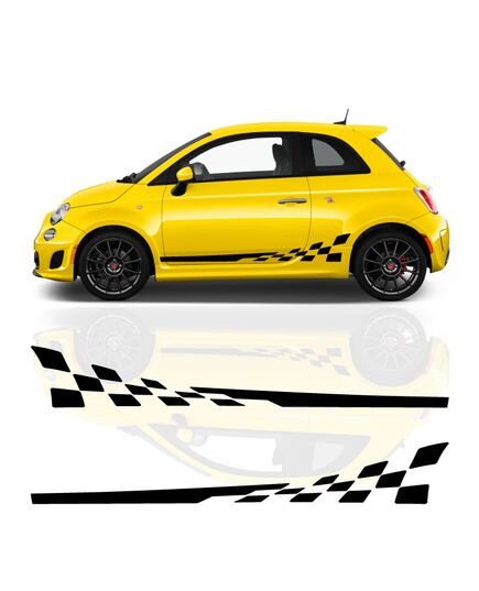 Kit Stickers Bandes Fiat Abarth 500 - 595 Damiers Sportifs
