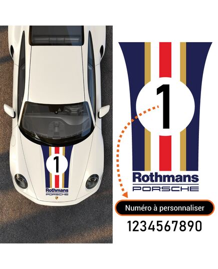 Porsche Rothmans Motorhaube Streife Aufkleber