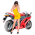 Pinup sexy yellow dress motorcycle decal